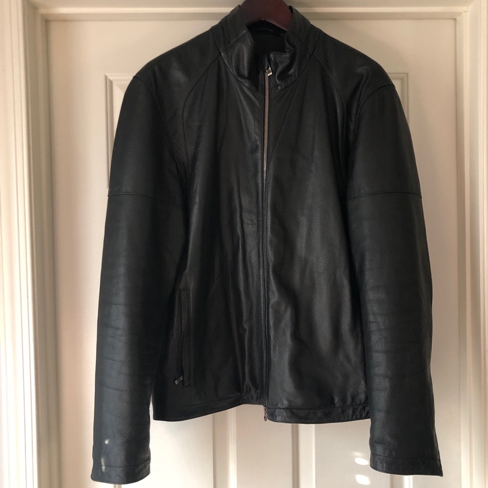 Zegna Sport Black Leather Jacket